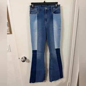 Hollister Women's Blue Patchwork Flare Jeans